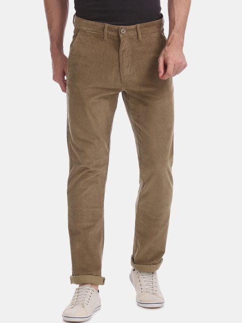 

Ruggers Men Brown Slim Fit Solid Regular Corduroy Trousers