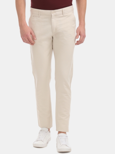 

Ruggers Men Beige Slim Fit Solid Regular Trousers