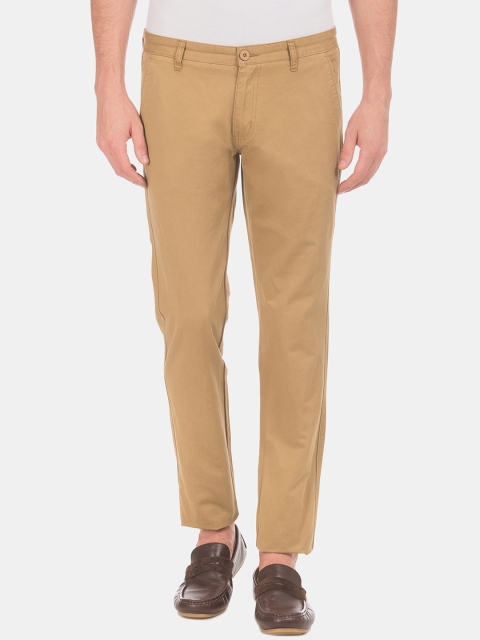 

Ruggers Men Khaki Slim Fit Solid Regular Trousers