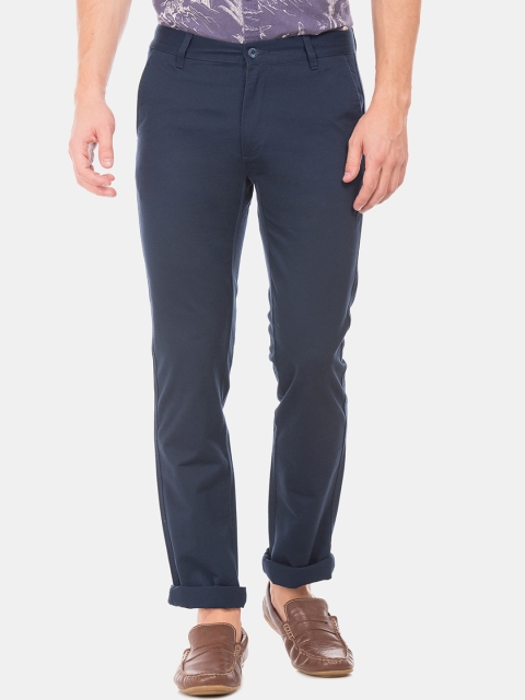 

Ruggers Men Navy Blue Slim Fit Solid Regular Trousers