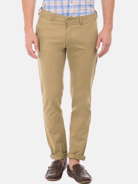 

Ruggers Men Khaki Brown Slim Fit Solid Chinos