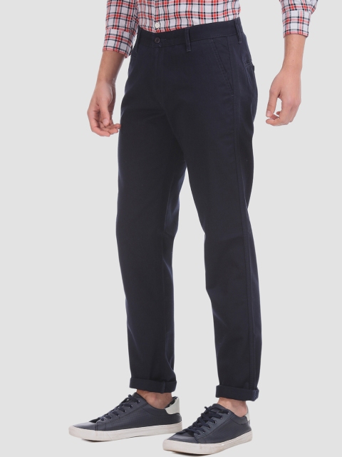

Ruggers Men Navy Blue Regular Fit Solid Regular Trousers