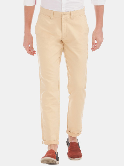 

Ruggers Men Beige Slim Fit Solid Regular Trousers