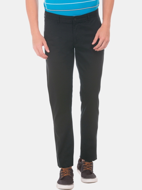 

Ruggers Men Black Slim Fit Solid Regular Trousers