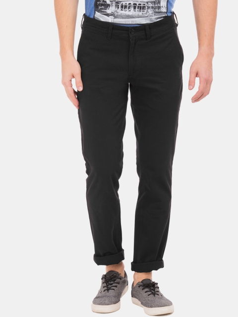 

Ruggers Men Black Slim Fit Solid Regular Trousers