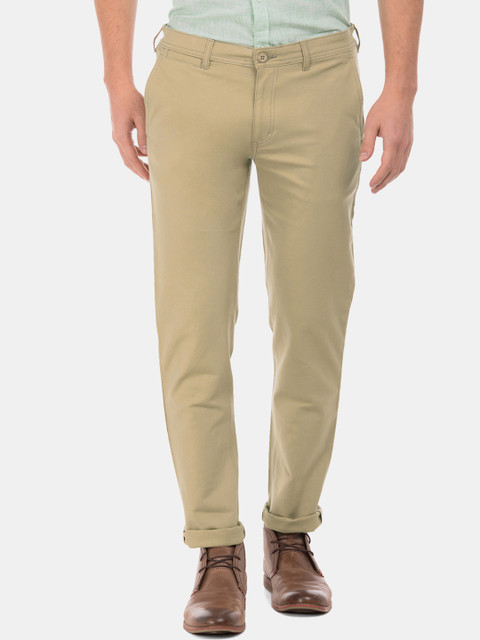 

Ruggers Men Khaki Slim Fit Solid Regular Trousers