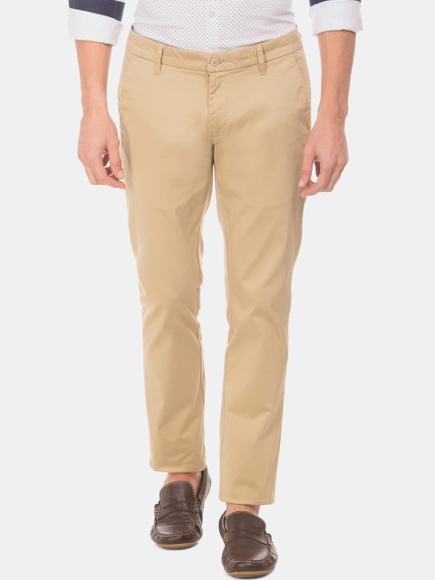 

Ruggers Men Beige Tapered Fit Solid Regular Trousers