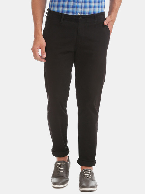 

Ruggers Men Black Modern Fit Solid Regular Trousers