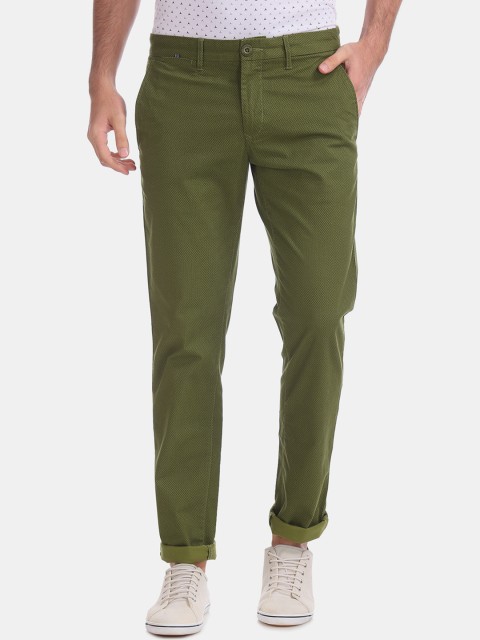 

Ruggers Men Green Slim Fit Solid Regular Trousers