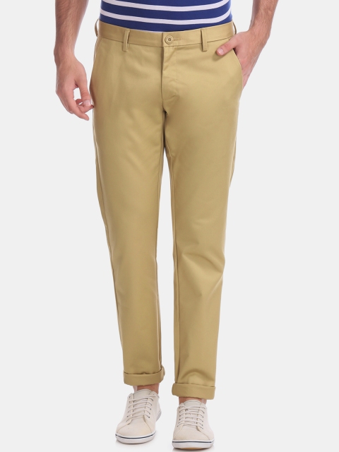 

Ruggers Men Khaki Regular Fit Solid Regular Trousers