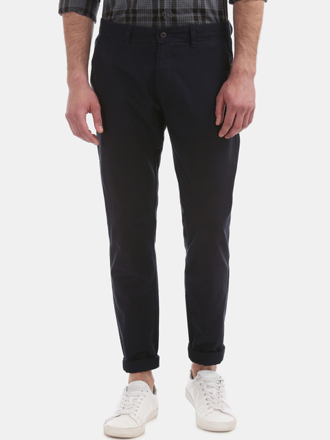 

Ruggers Men Navy Blue Slim Fit Solid Regular Trousers