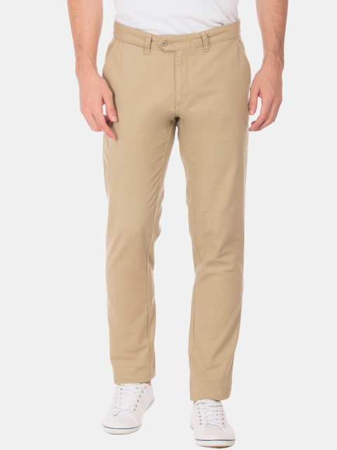 

Ruggers Men Beige Slim Fit Solid Regular Trousers