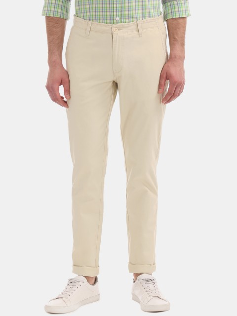 

Ruggers Men Beige Slim Fit Solid Regular Trousers