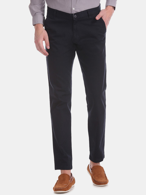 

Ruggers Men Navy Blue Regular Fit Solid Regular Trousers