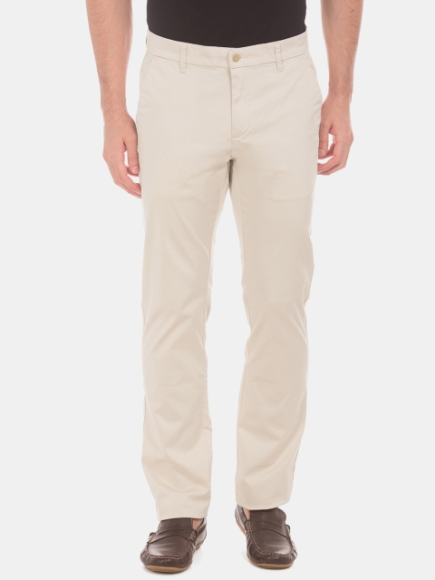 

Ruggers Men Beige Slim Fit Solid Regular Trousers