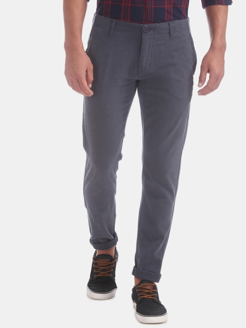 

Ruggers Men Blue Slim Fit Solid Regular Trousers