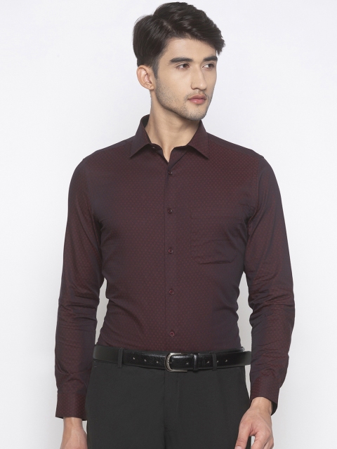 

Globus Men Brown Slim Fit Self Design Formal Shirt