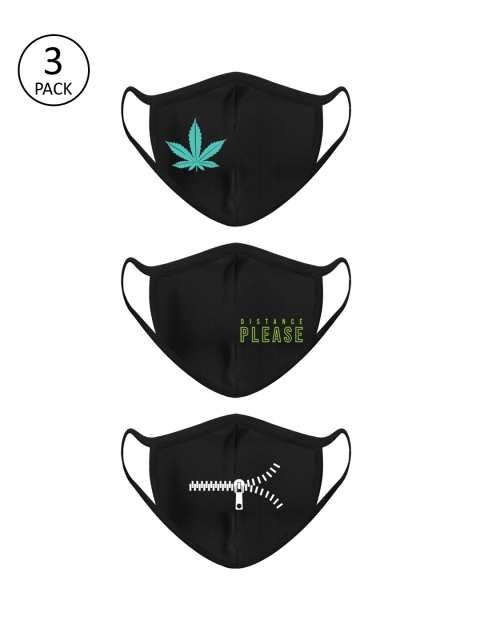 

Bewakoof Men Black Printed Pack of 3 Reusable 2-Layer Outdoor Mask