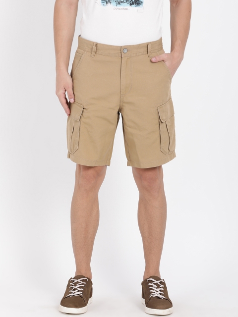 

t-base Men Khaki Solid Regular Fit Cargo Shorts