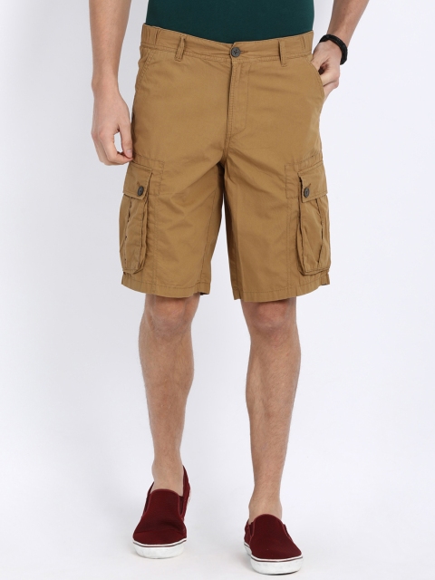 

t-base Men Khaki Solid Regular Fit Cargo Shorts