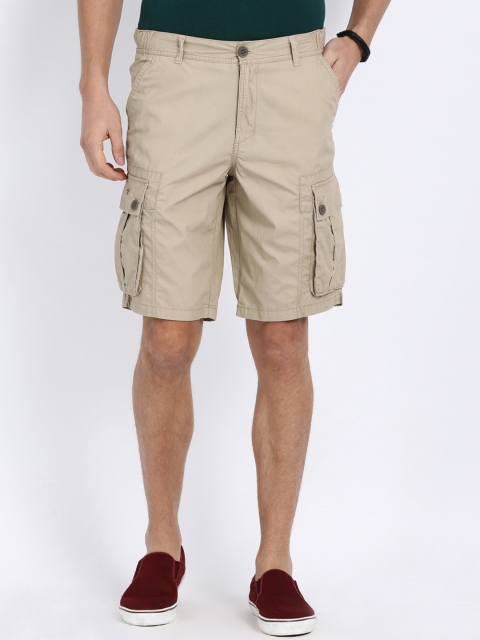

t-base Men Beige Solid Regular Fit Cargo Shorts