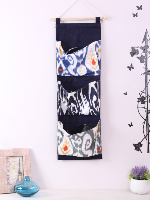 

Rajasthan Decor Navy Blue & Grey Printed Multipurpose Wall Hanging Organizer