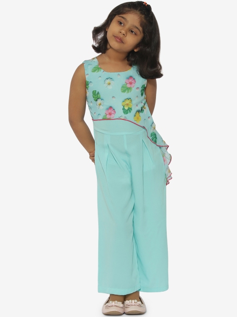 

Stylo Bug Girls Blue & Green Printed Basic Jumpsuit