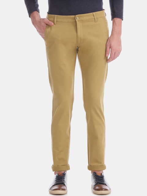 

Ruggers Men Khaki Regular Fit Solid Regular Trousers