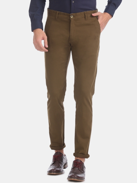 

Ruggers Men Coffee Brown Slim Fit Solid Regular Trousers
