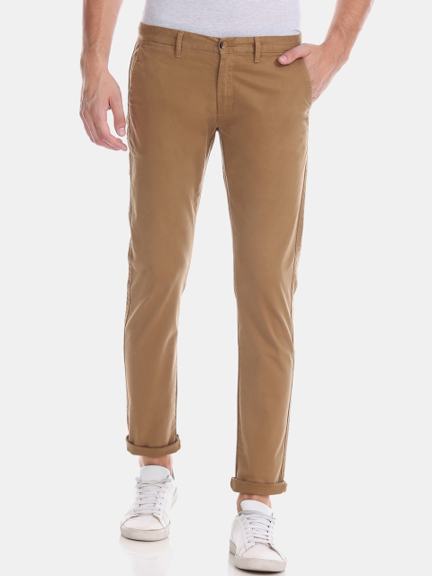

Ruggers Men Khaki Regular Fit Solid Regular Trousers