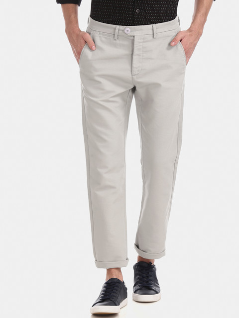 

Ruggers Men Grey Urban Slim Fit Solid Regular Trousers