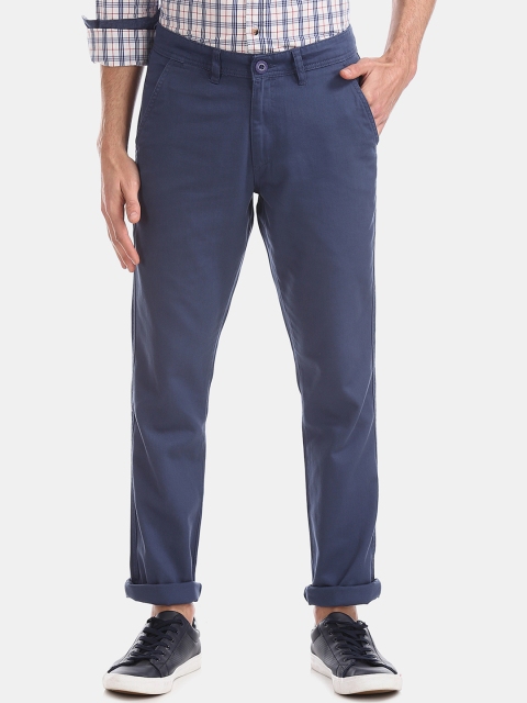 

Ruggers Men Blue Slim Fit Solid Regular Trousers