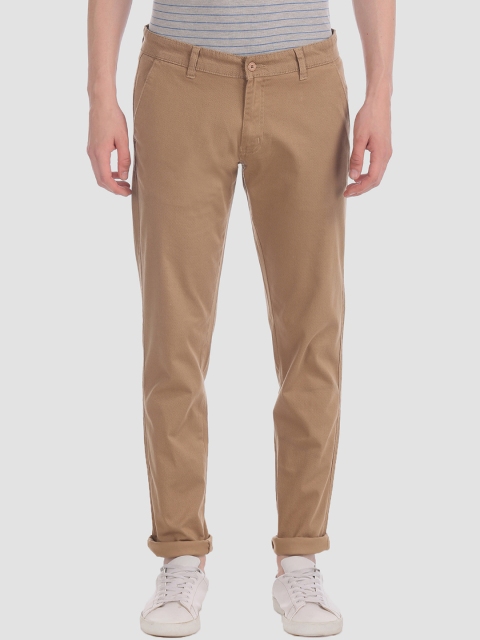 

Ruggers Men Khaki Regular Fit Solid Regular Trousers