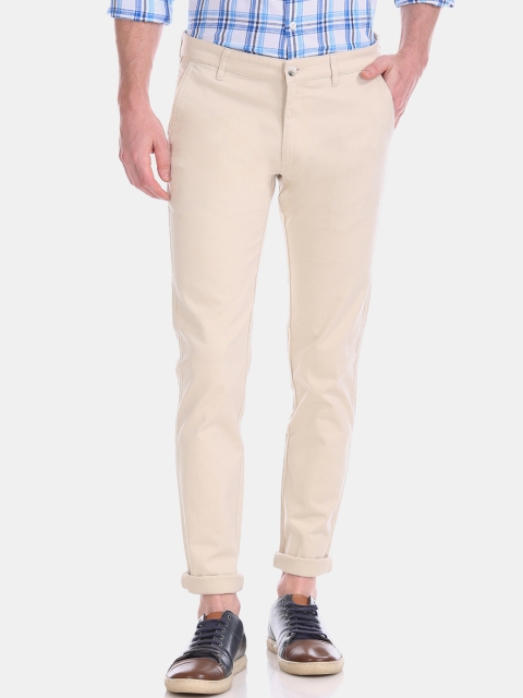 

Ruggers Men Beige Regular Fit Solid Regular Trousers