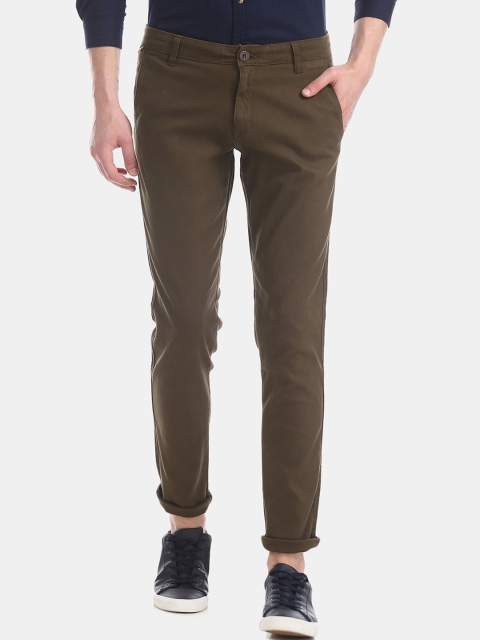 

Ruggers Men Brown Slim Fit Solid Regular Trousers