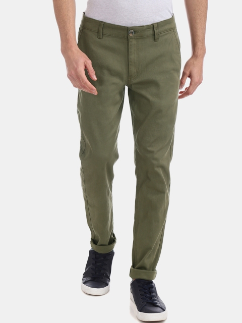 

Ruggers Men Green Slim Fit Solid Regular Trousers