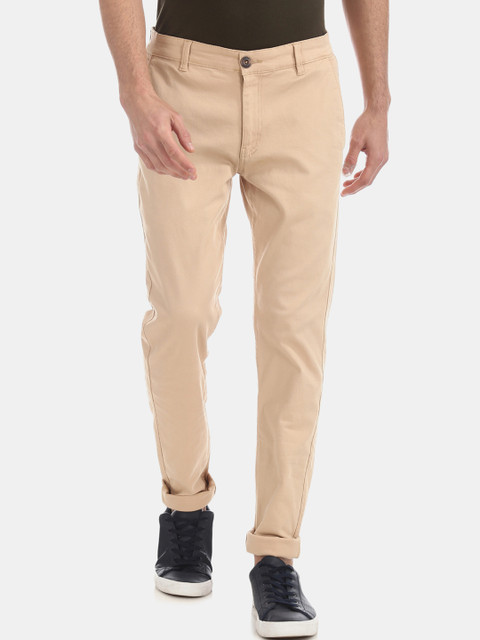 

Ruggers Men Beige Slim Fit Solid Regular Trousers