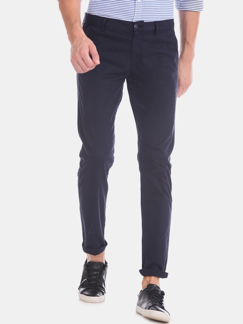 

Ruggers Men Navy Blue Regular Fit Solid Regular Trousers