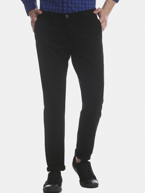 

Ruggers Men Black Slim Fit Solid Regular Trousers