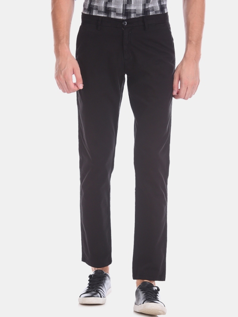 

Ruggers Men Black Slim Fit Solid Regular Trousers