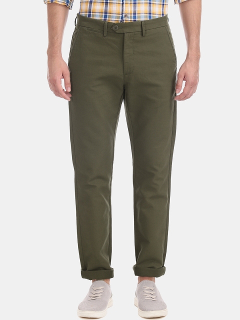 

Ruggers Men Green Slim Fit Solid Regular Trousers