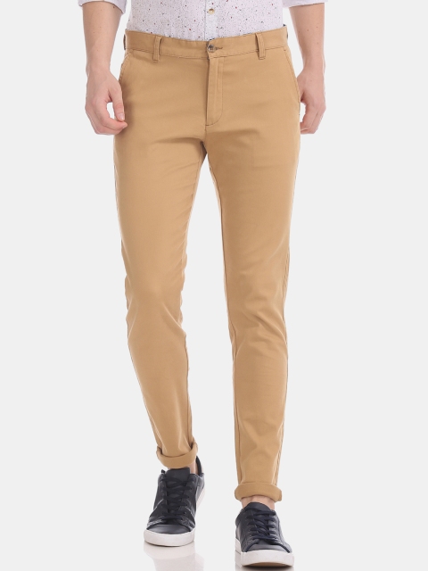 

Ruggers Men Khaki Regular Fit Solid Regular Trousers