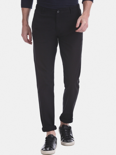 

Ruggers Men Black Slim Fit Solid Regular Trousers