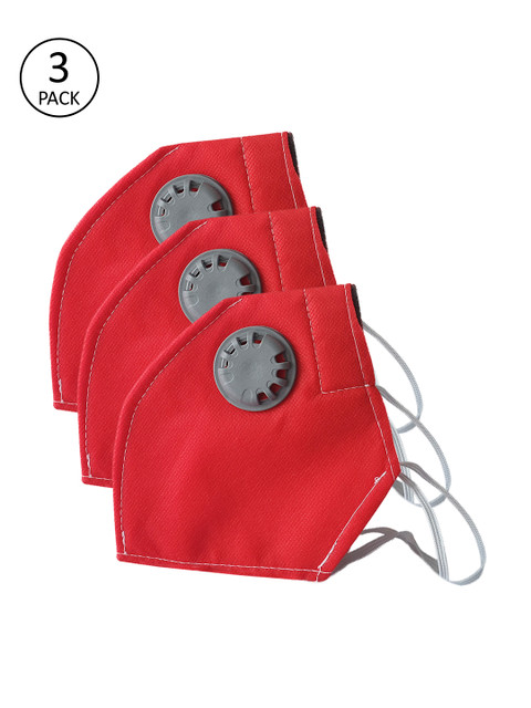 

Jompers Unisex Red 3 Pcs 2-Ply Reusable Outdoor Protective Mask With Valve