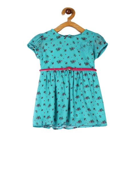 

Donuts Girls Green Printed Fit and Flare Dress