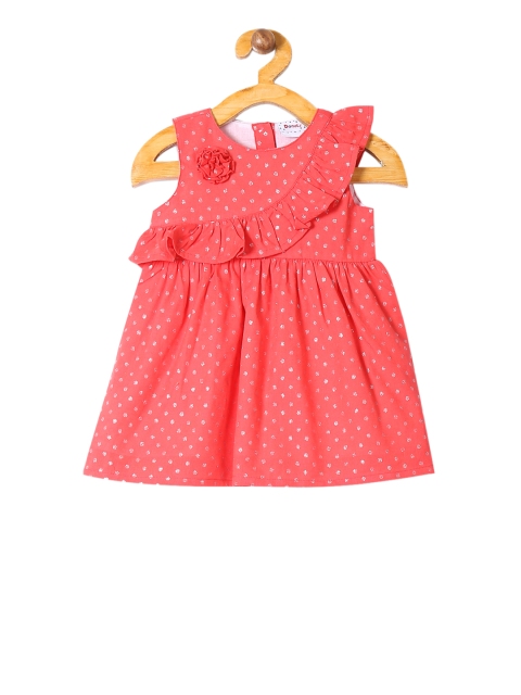 

Donuts Infant Girls Coral Polka Dots Print Fit and Flare Dress