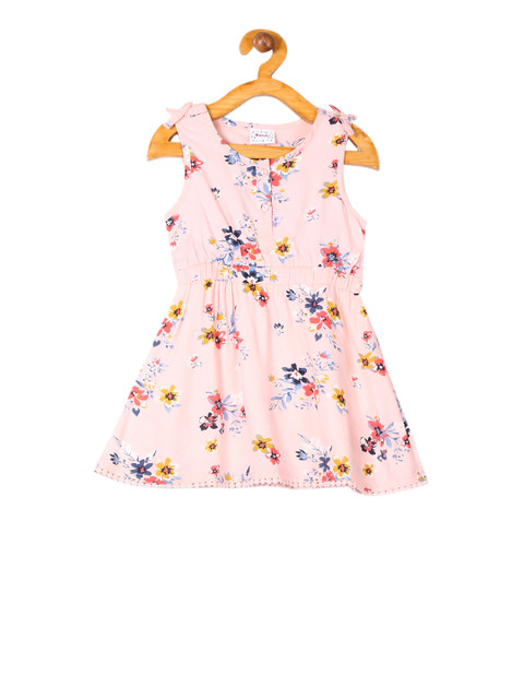 

Donuts Infant Pink & Blue Floral Printed A-Line Dress