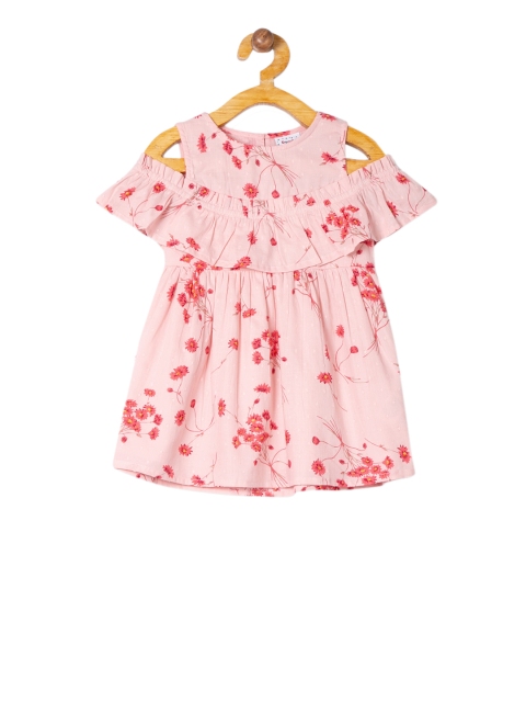

Donuts Girls Pink Floral Printed Fit and Flare Dress