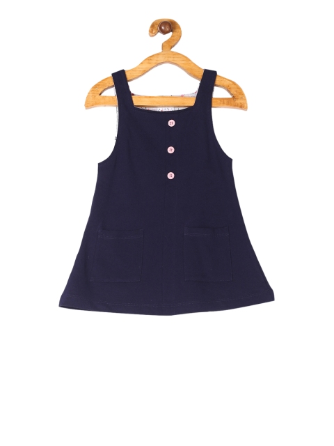 

Donuts Girls Blue Solid Pinafore Dress