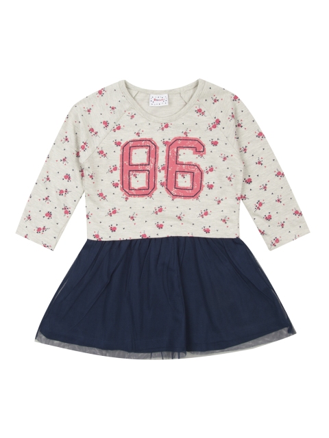 

Donuts Girls Navy Blue Printed Fit and Flare Dress